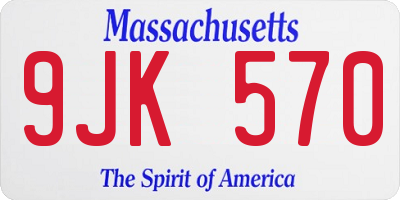 MA license plate 9JK570