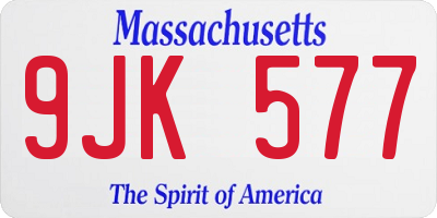 MA license plate 9JK577