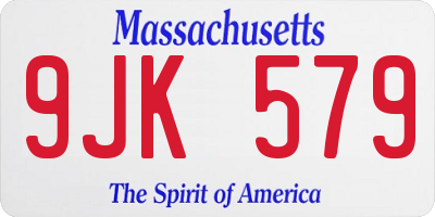 MA license plate 9JK579