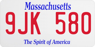 MA license plate 9JK580