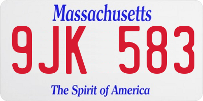 MA license plate 9JK583
