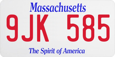 MA license plate 9JK585