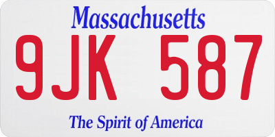 MA license plate 9JK587