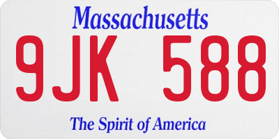 MA license plate 9JK588