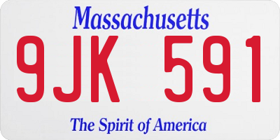 MA license plate 9JK591