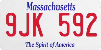 MA license plate 9JK592