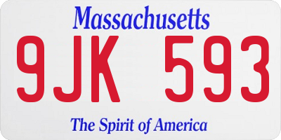 MA license plate 9JK593