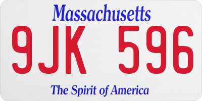 MA license plate 9JK596