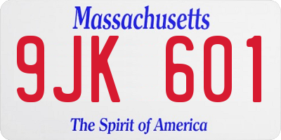 MA license plate 9JK601