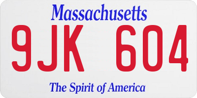 MA license plate 9JK604