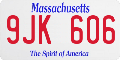 MA license plate 9JK606