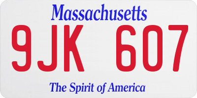 MA license plate 9JK607
