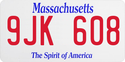 MA license plate 9JK608