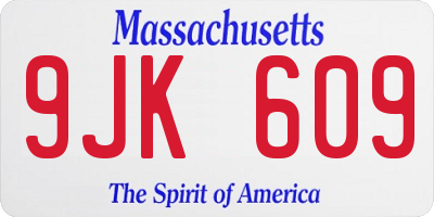 MA license plate 9JK609