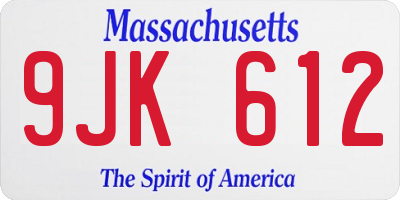 MA license plate 9JK612