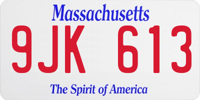 MA license plate 9JK613