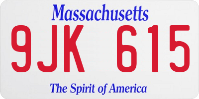 MA license plate 9JK615