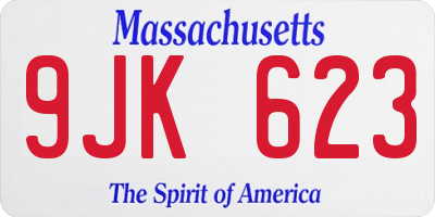 MA license plate 9JK623