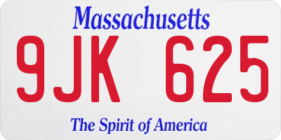 MA license plate 9JK625