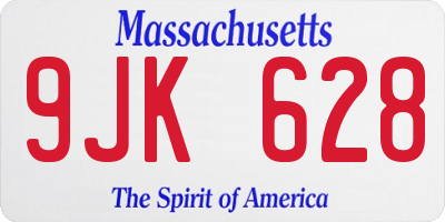 MA license plate 9JK628