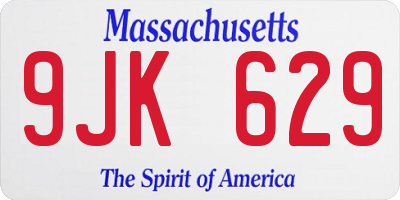 MA license plate 9JK629