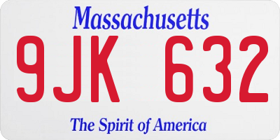 MA license plate 9JK632