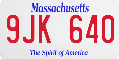 MA license plate 9JK640