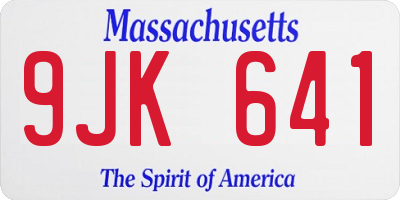MA license plate 9JK641