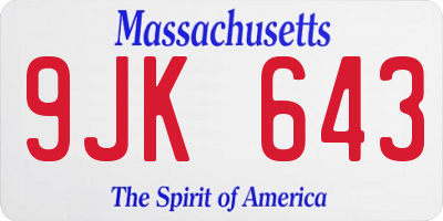 MA license plate 9JK643