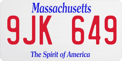 MA license plate 9JK649