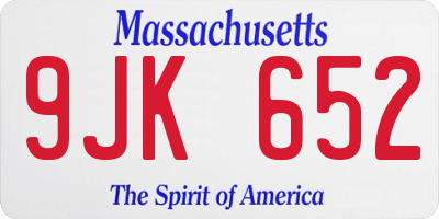 MA license plate 9JK652