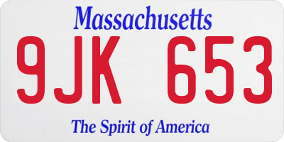 MA license plate 9JK653