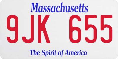 MA license plate 9JK655
