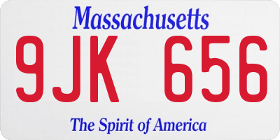 MA license plate 9JK656