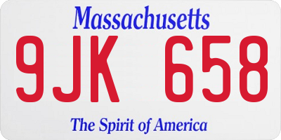 MA license plate 9JK658