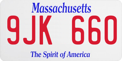 MA license plate 9JK660