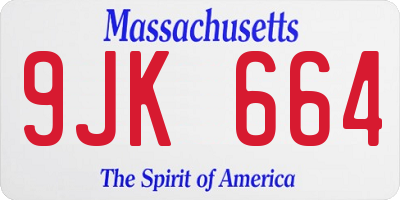 MA license plate 9JK664