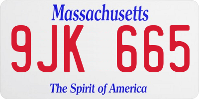 MA license plate 9JK665