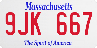 MA license plate 9JK667