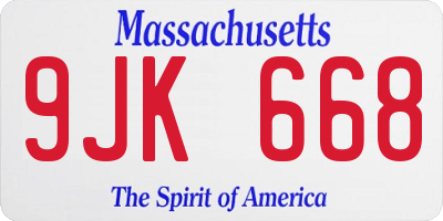 MA license plate 9JK668