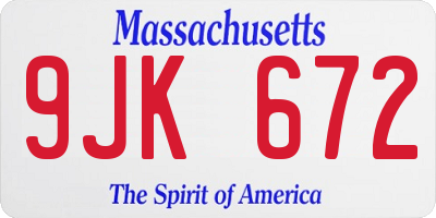 MA license plate 9JK672