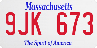 MA license plate 9JK673