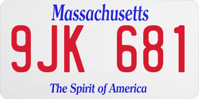 MA license plate 9JK681