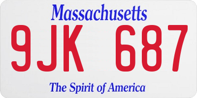 MA license plate 9JK687