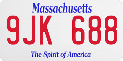 MA license plate 9JK688
