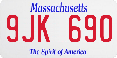 MA license plate 9JK690