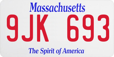 MA license plate 9JK693