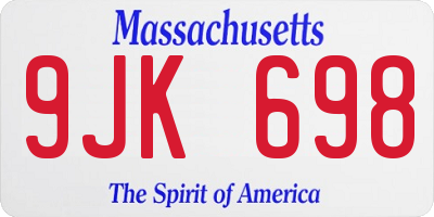 MA license plate 9JK698