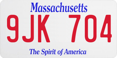 MA license plate 9JK704