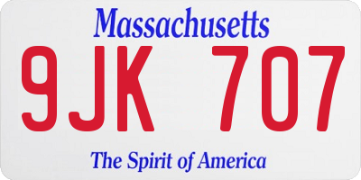 MA license plate 9JK707